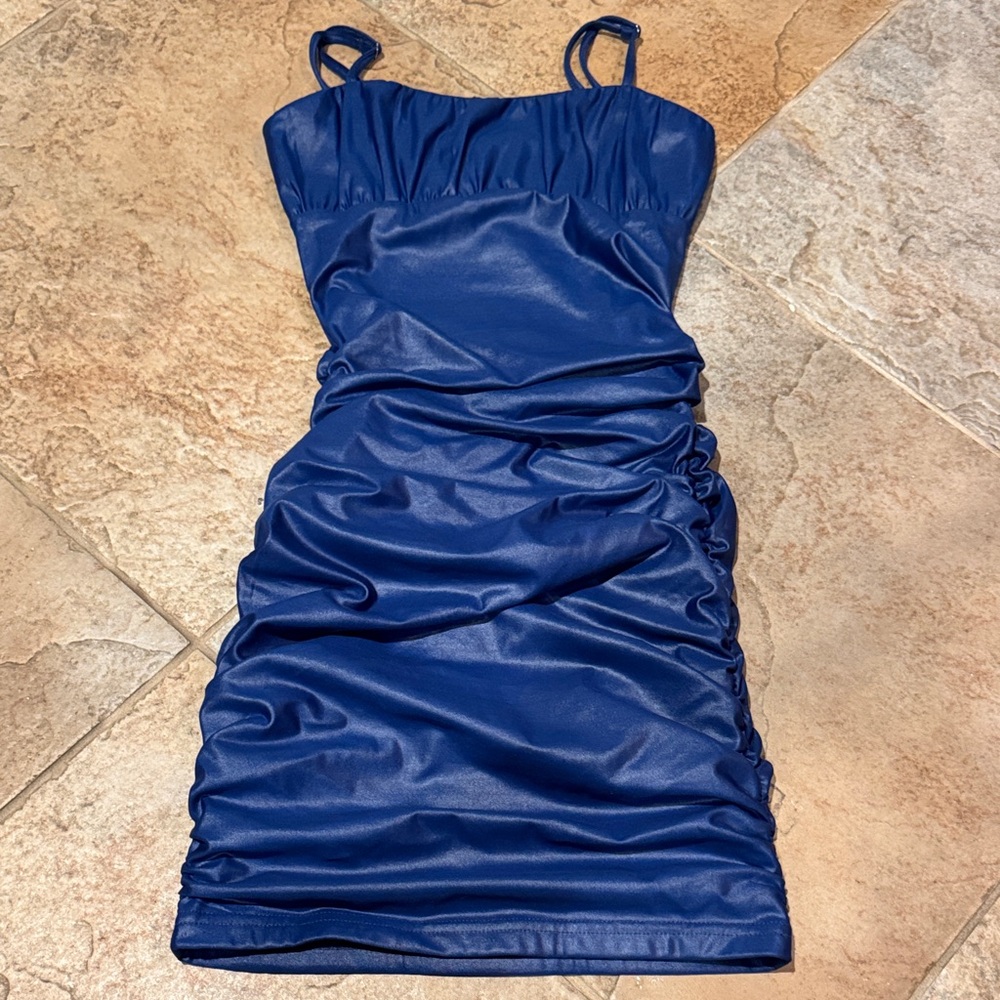 KatieJNYC Elegant Blue Ruched Dress